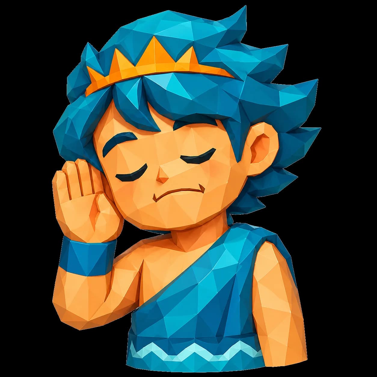 Poseidon, the Fluentide mascot, listening with headphones
